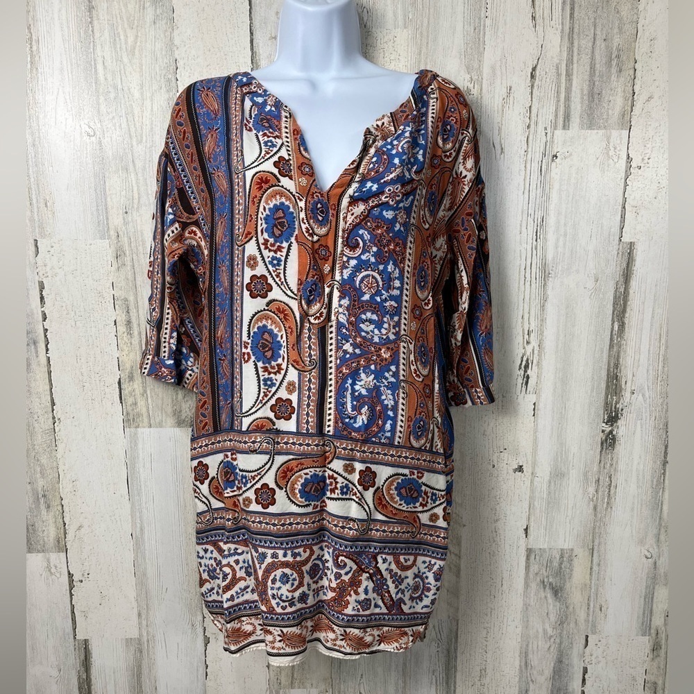 Zara tunic print brown dress size small